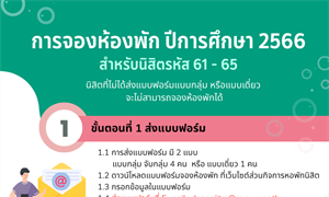 การจองห้องพัก ปีการศึกษา 2566 สำหรับนิสิตรหัส 61 - 65