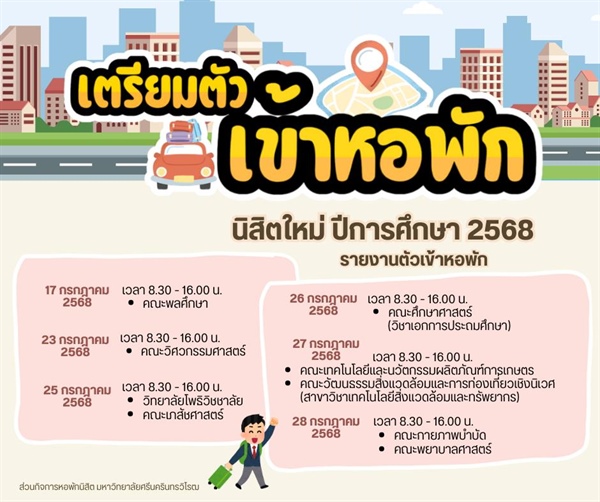 เตรียมตัวเข้าหอ นิสิตใหม่ ปีการศึกษา 2568